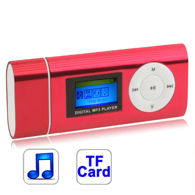 TF (Micro SD) Card Slot MP3 Player with LCD Screen, Speaker, Clip (Red) - Click Image to Close